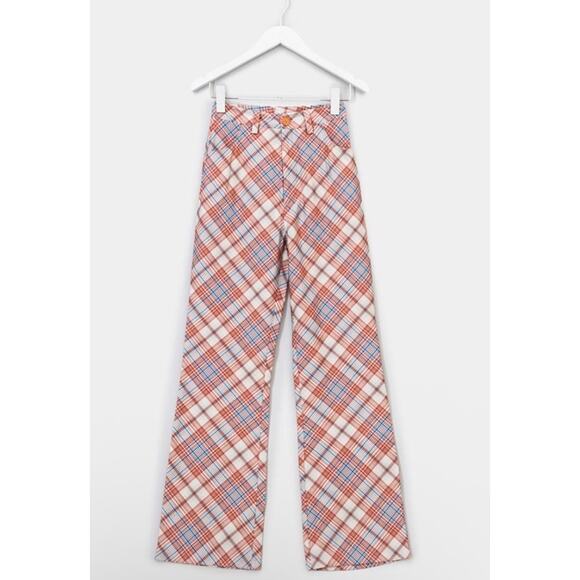Rolla's Plaid Bootcut Pants •Women M/ 10• High Rise Pomegranate Casual Rollas - Picture 3 of 16